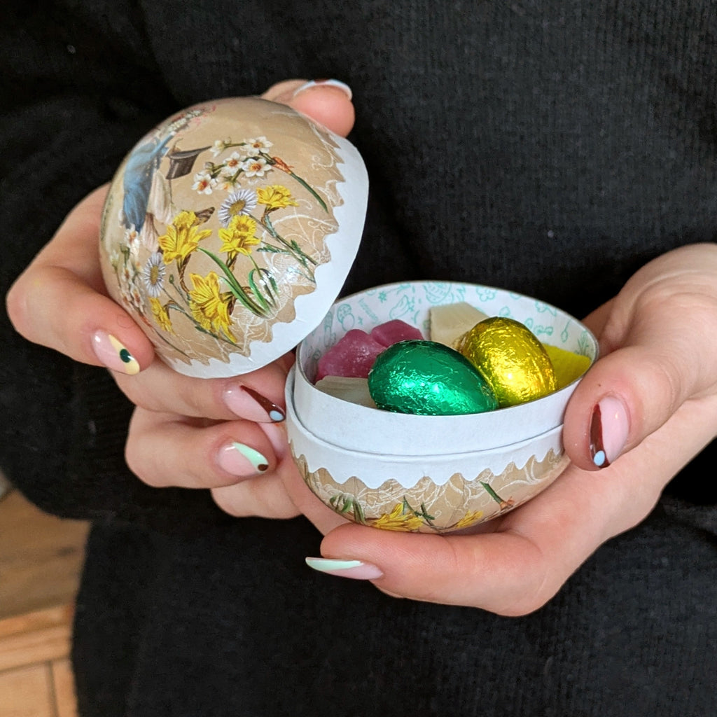 Easter Egg Paper Mache Container - Bunny Mail | Vintage Designs in 3 Colours
