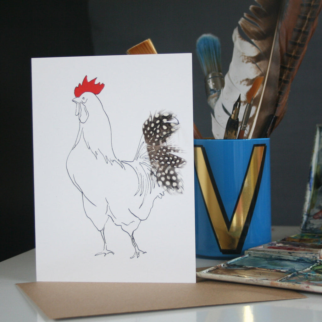 Edward Cockerel Real Feather Cards