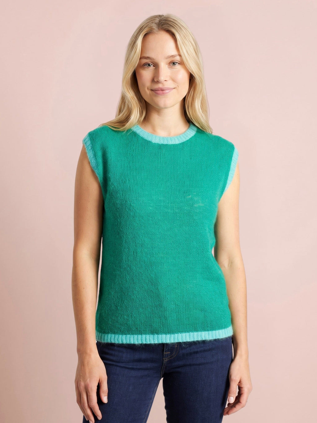 Molly Knitted Tank Top with Tonal Trim