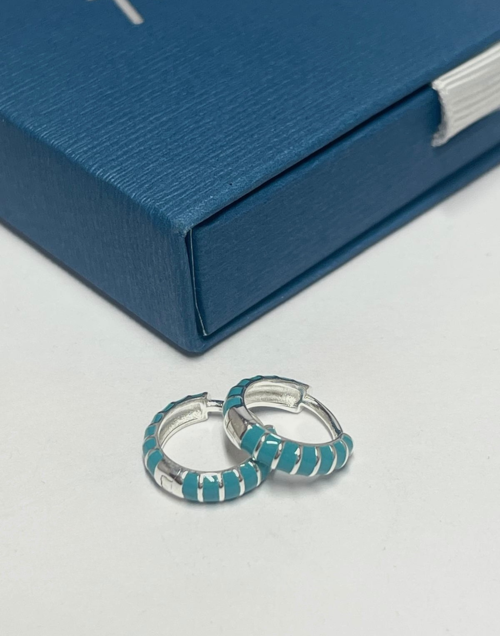Enamel Turquoise Huggie Earrings