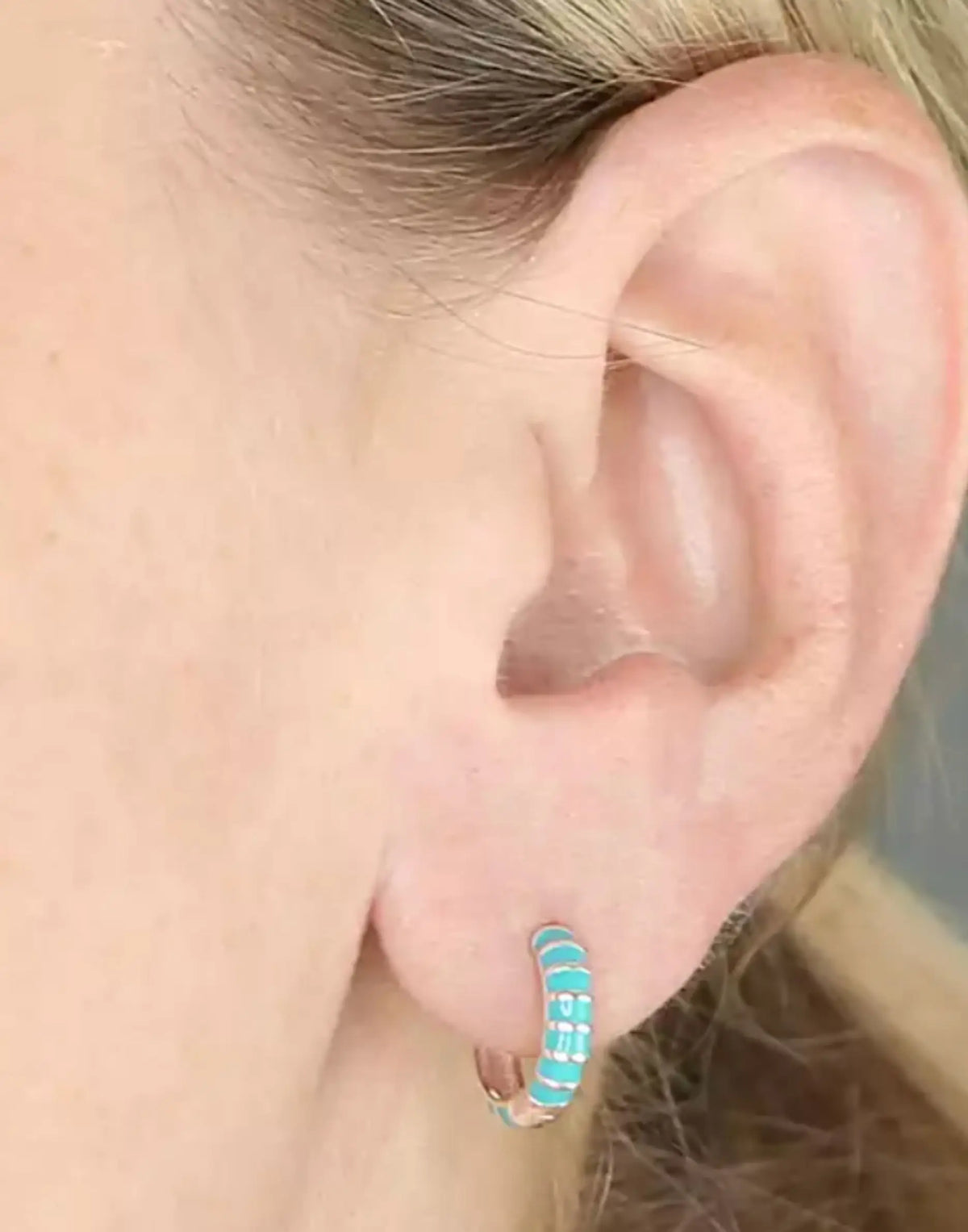 Enamel Turquoise Huggie Earrings