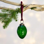 Etched Oval Or Round Green Glass Bauble | 8cm or 5cm