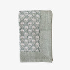 Extra Large Dusky Green Floral Cotton Tablecloth