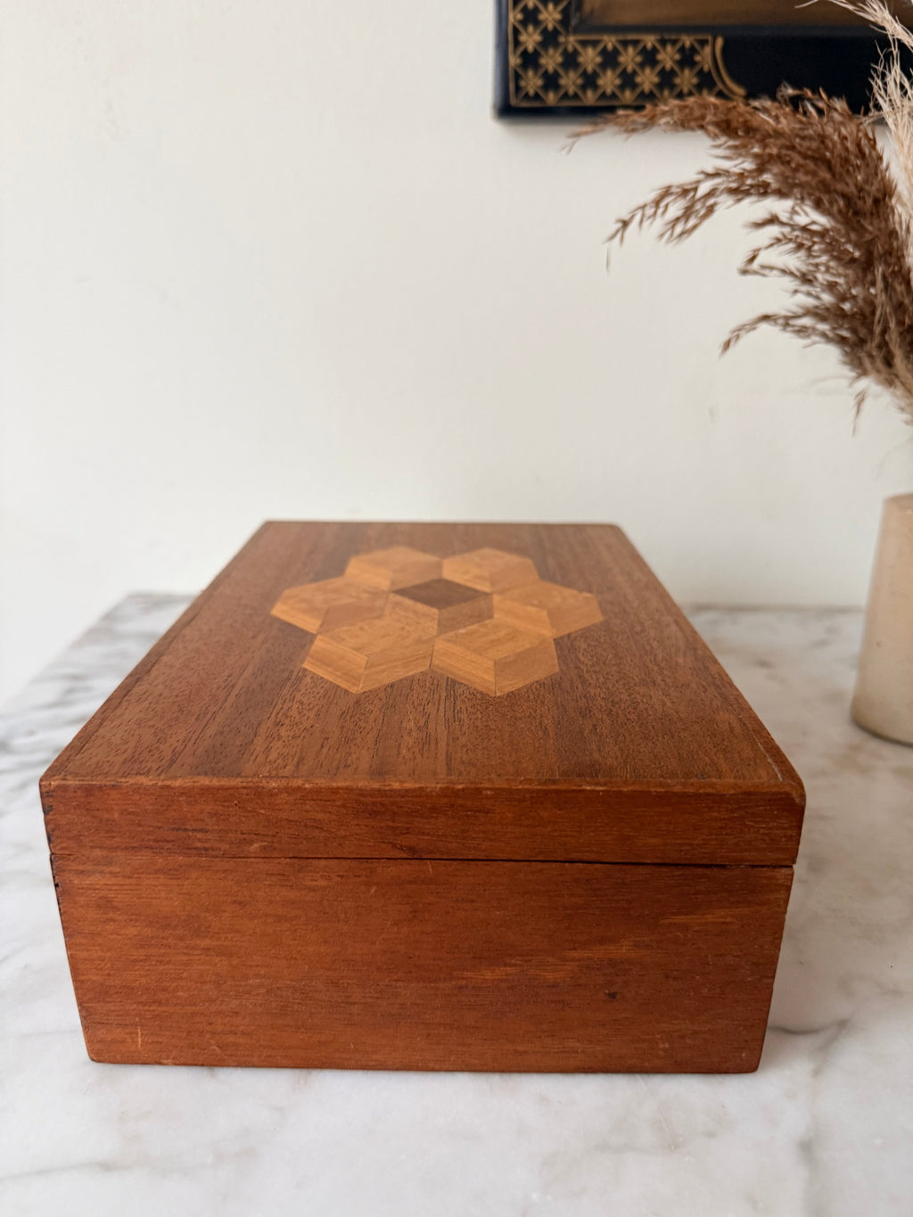 Antique Wooden Parquetry Box, C1920