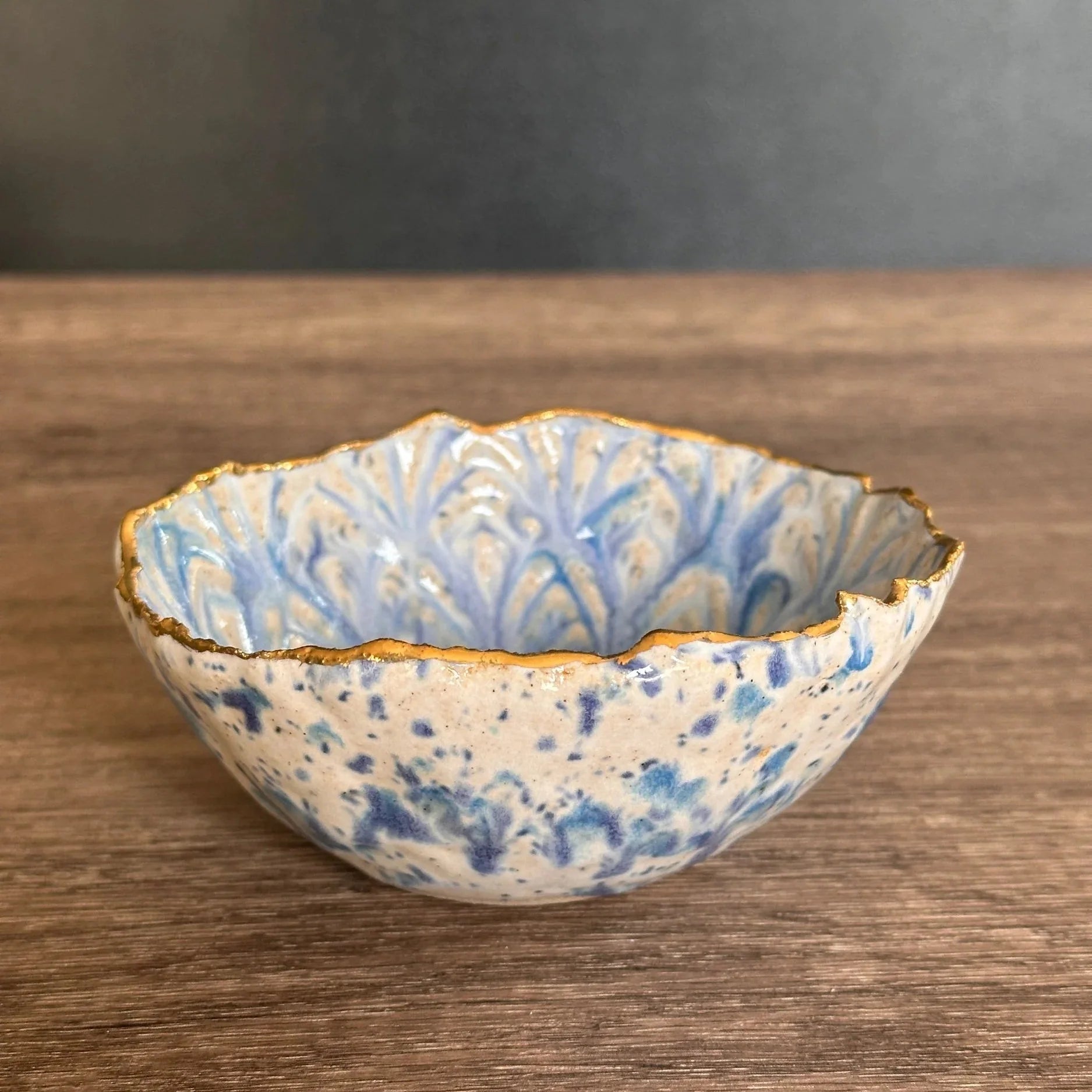 Dish with Gold Rim Blue or Green