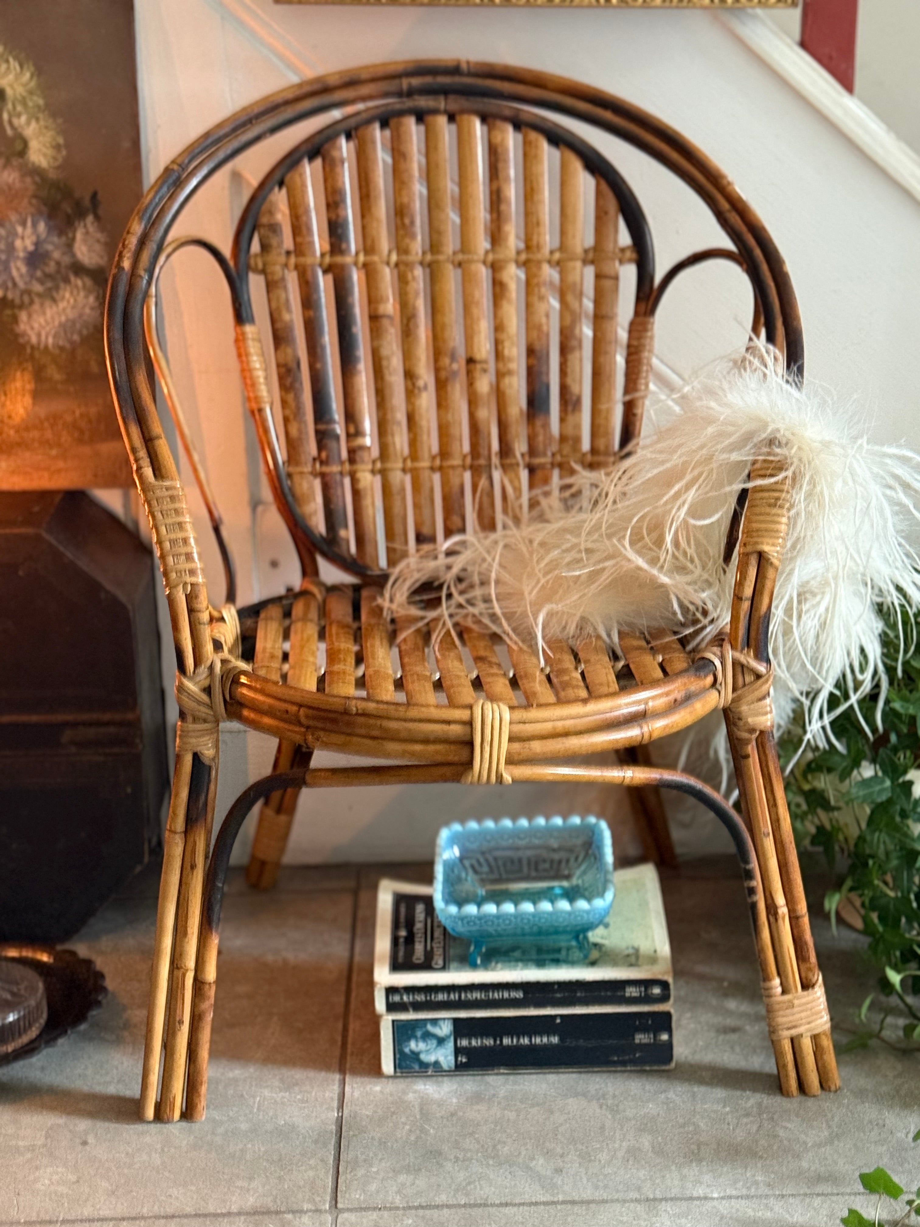 19th Century Little Tiger Bamboo Child or Display Chair