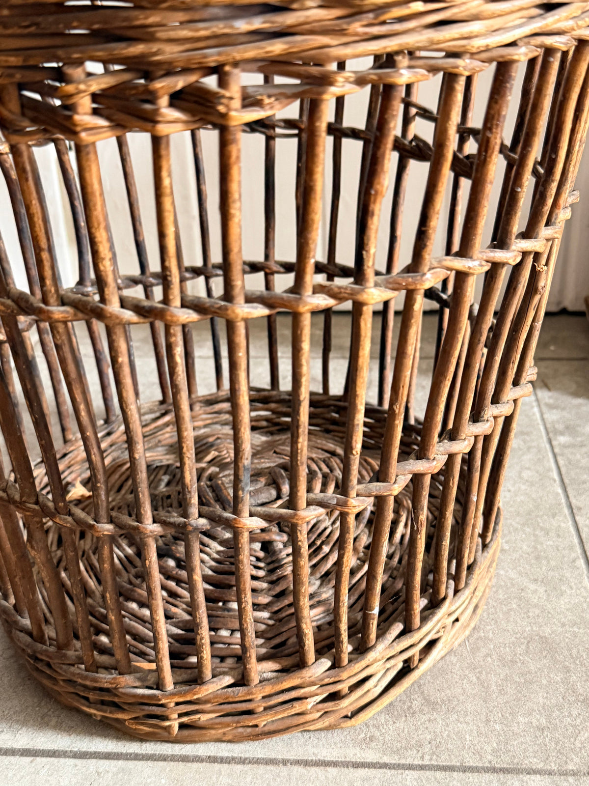 Tapered Vintage Wicker Log Basket