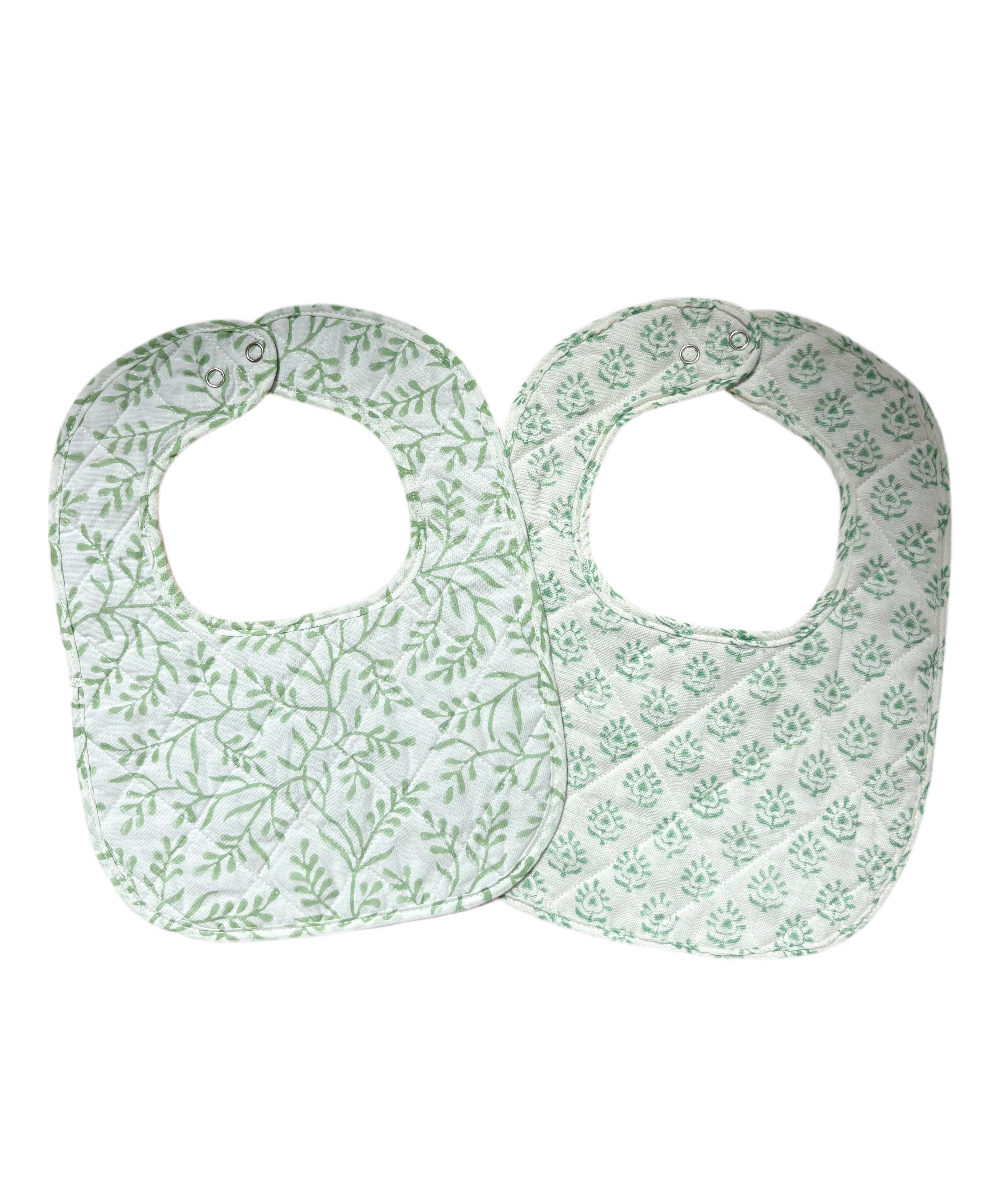 Sage green Quilted Bib 2 Pack