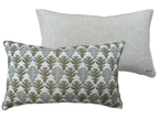 OBLONG CUSHION ~ BROADLEAF FLAX FLOWER/MOSS