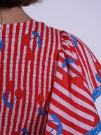 'FEATHER' DRESS IN CHERRY STRIPE