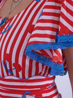 'FEATHER' DRESS IN CHERRY STRIPE