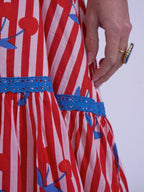 'FEATHER' DRESS IN CHERRY STRIPE