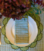 Fern Green, Round Scalloped Linen Placemats - Set of 2