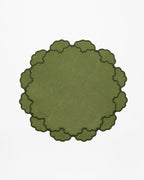 Fern Green, Round Scalloped Linen Placemats - Set of 2