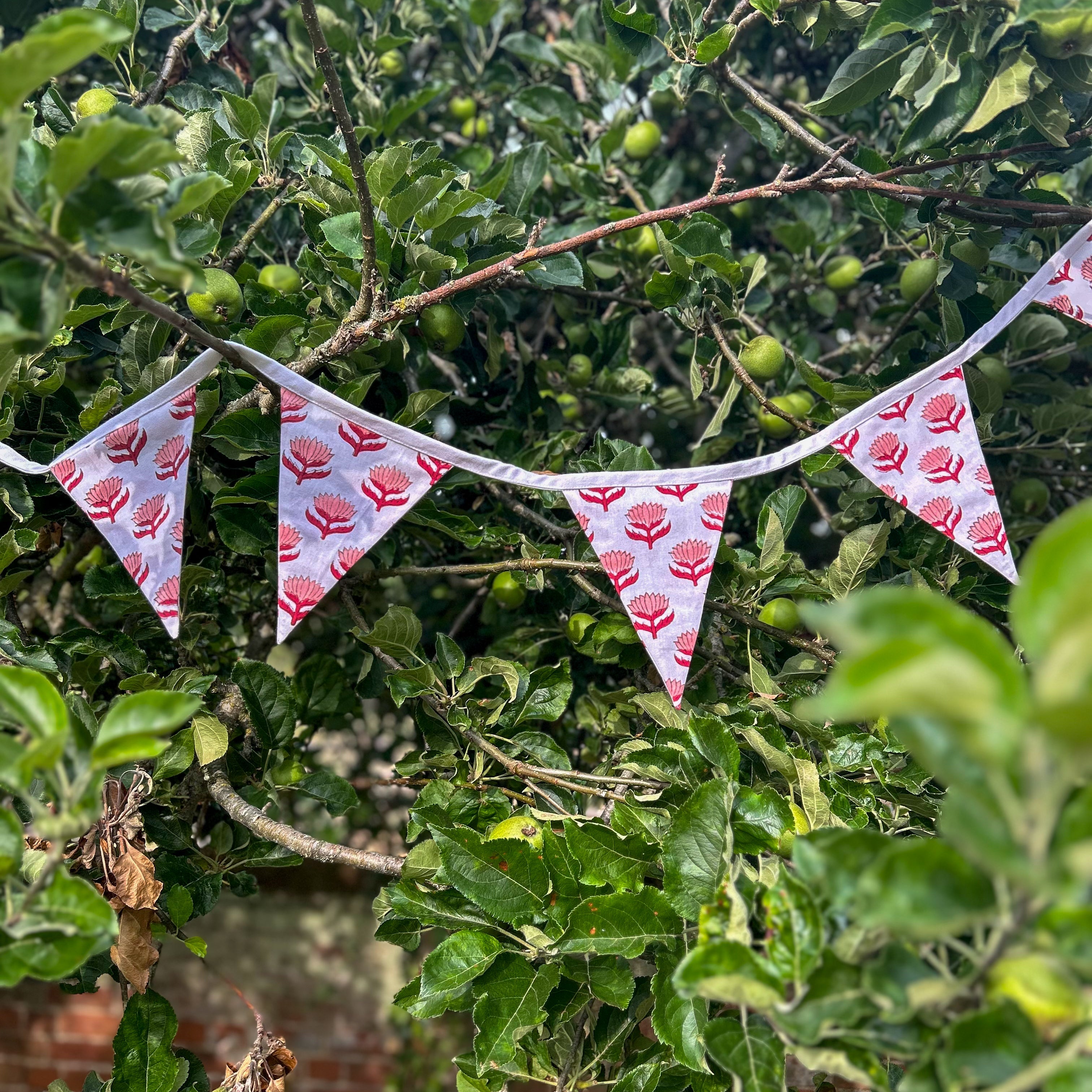 Lotus Flower Cherry Red Flag Bunting