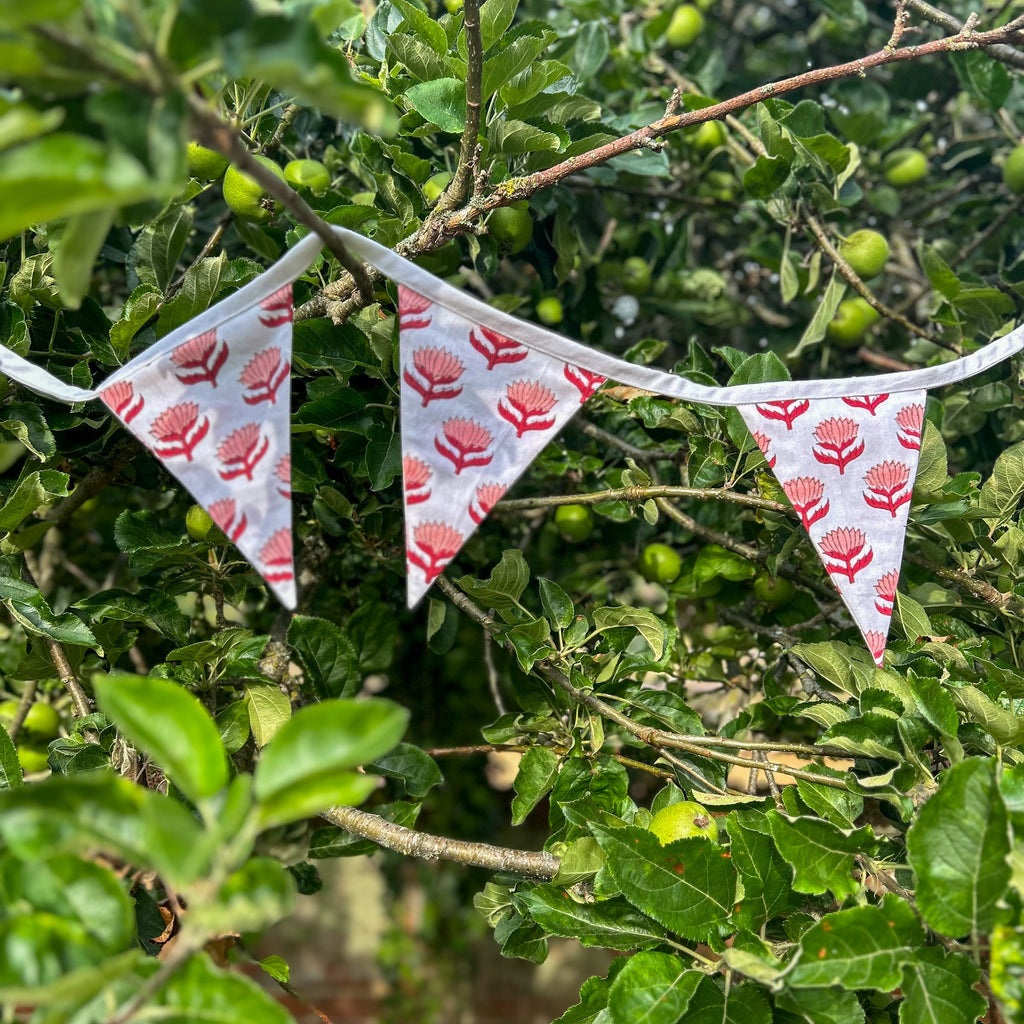 Lotus Flower Cherry Red Flag Bunting