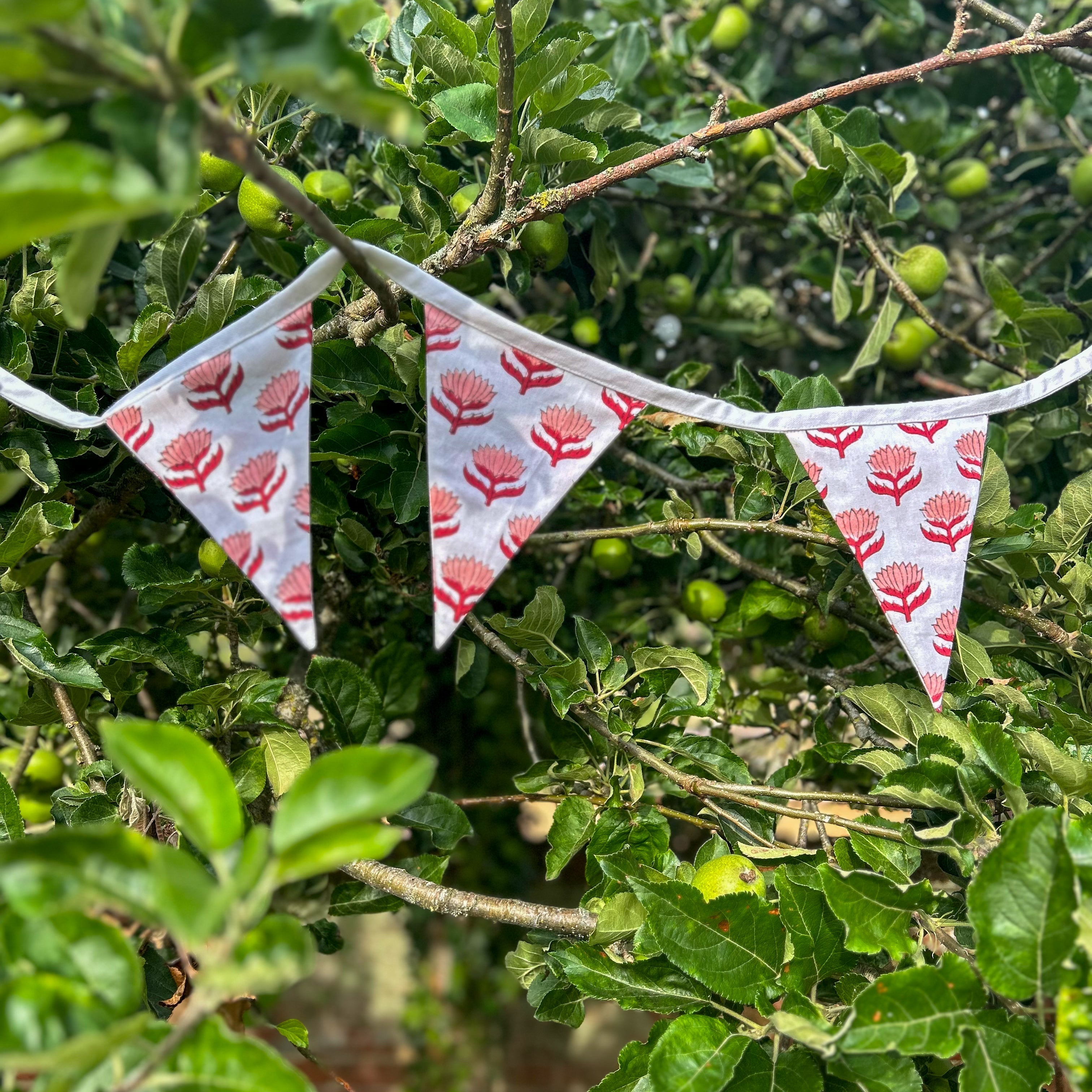 Lotus Flower Cherry Red Flag Bunting