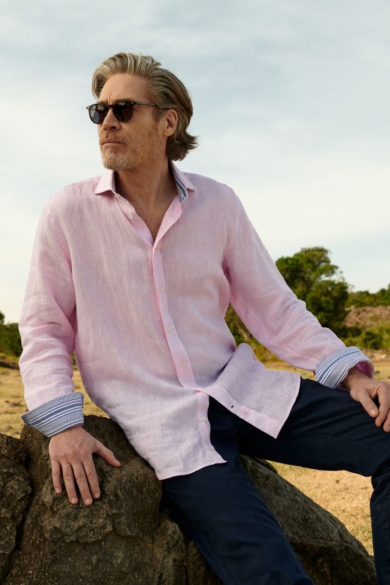 Flamingo Pink Linen Shirt