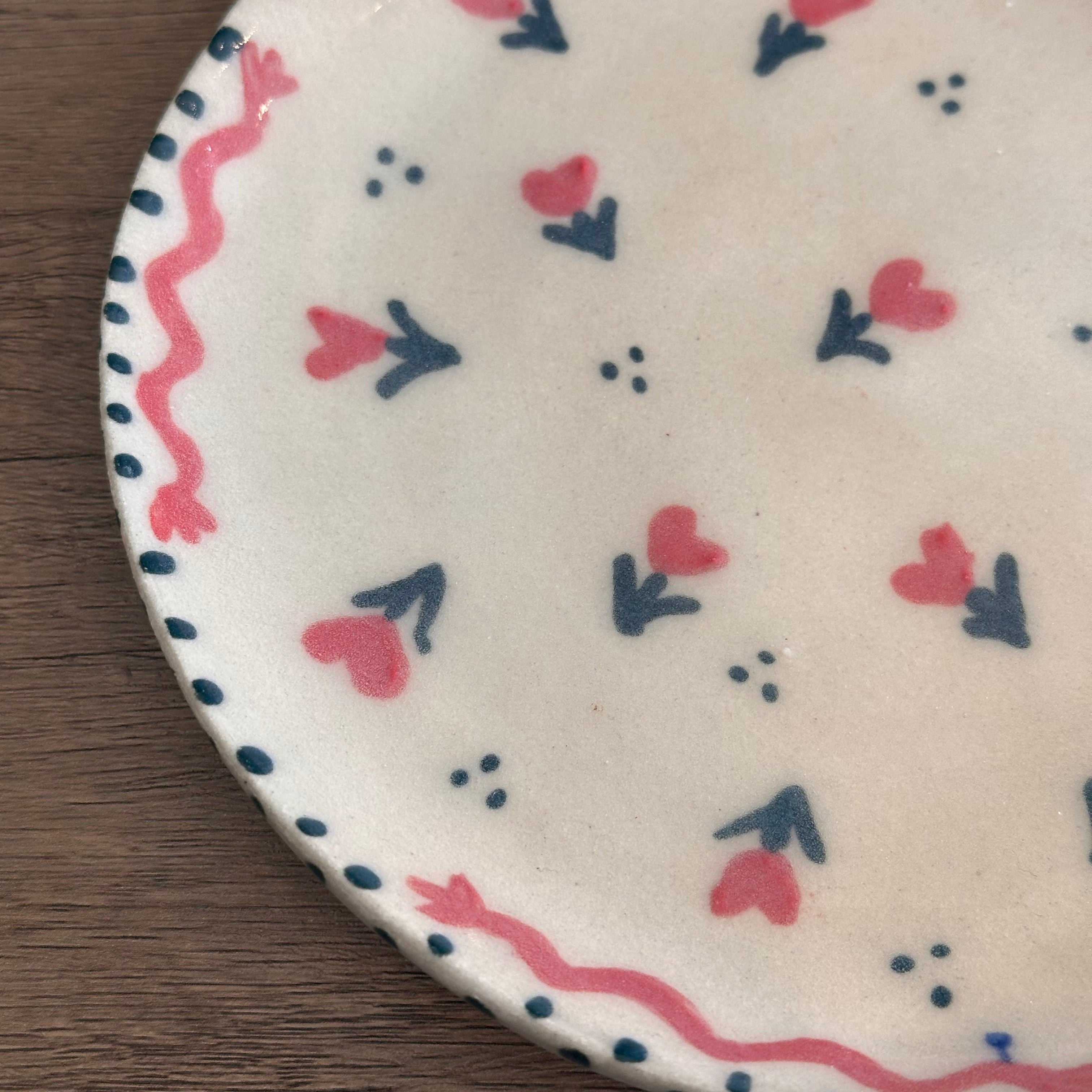 Floral Hearts Squiggle Plate