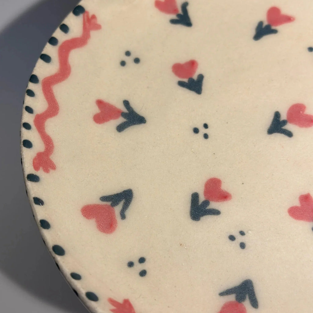 Floral Hearts Squiggle Plate