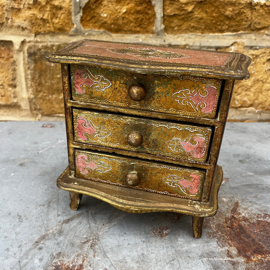 Vintage Italian Florentine Miniature Three-drawer Chest of Drawers