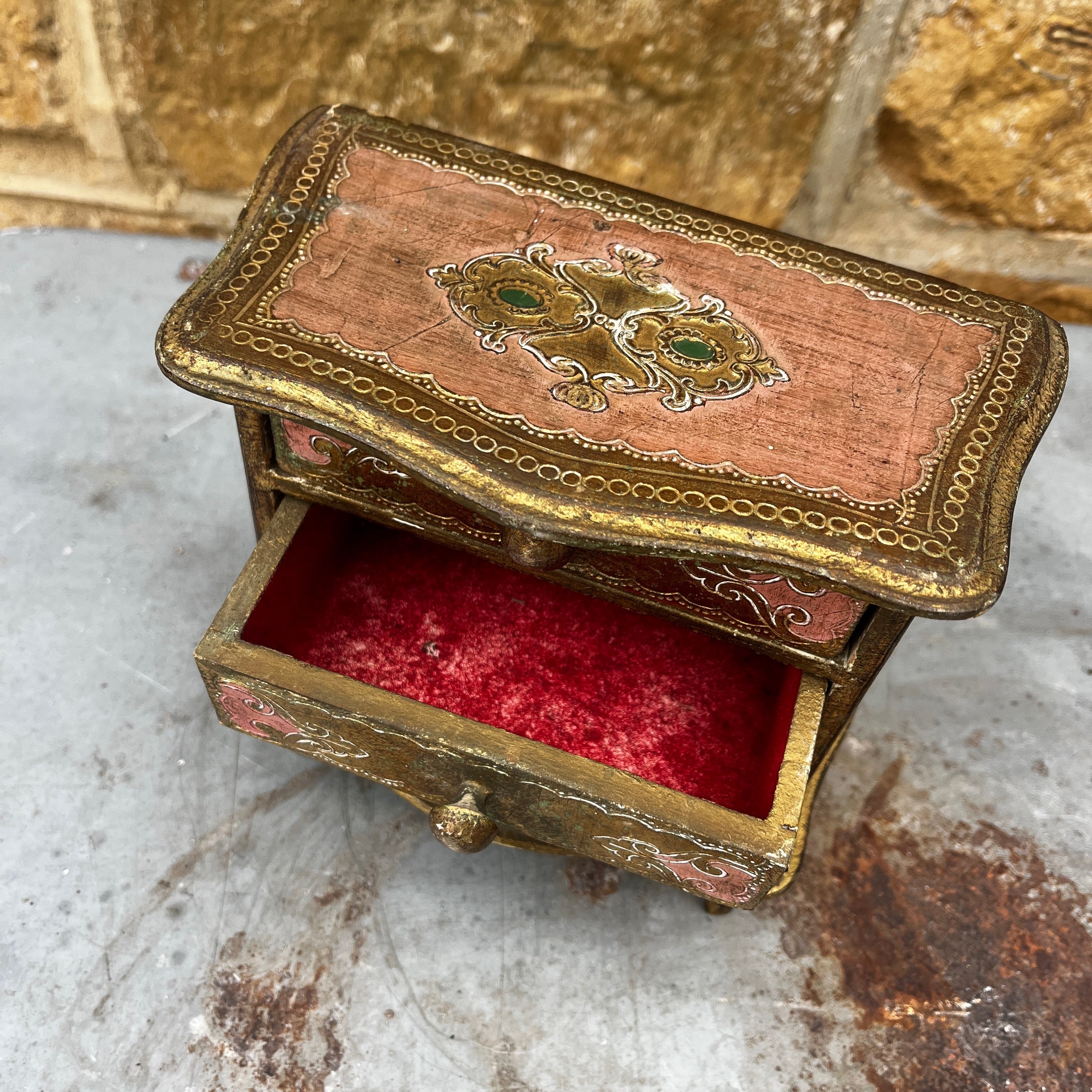Vintage Italian Florentine Miniature Three-drawer Chest of Drawers