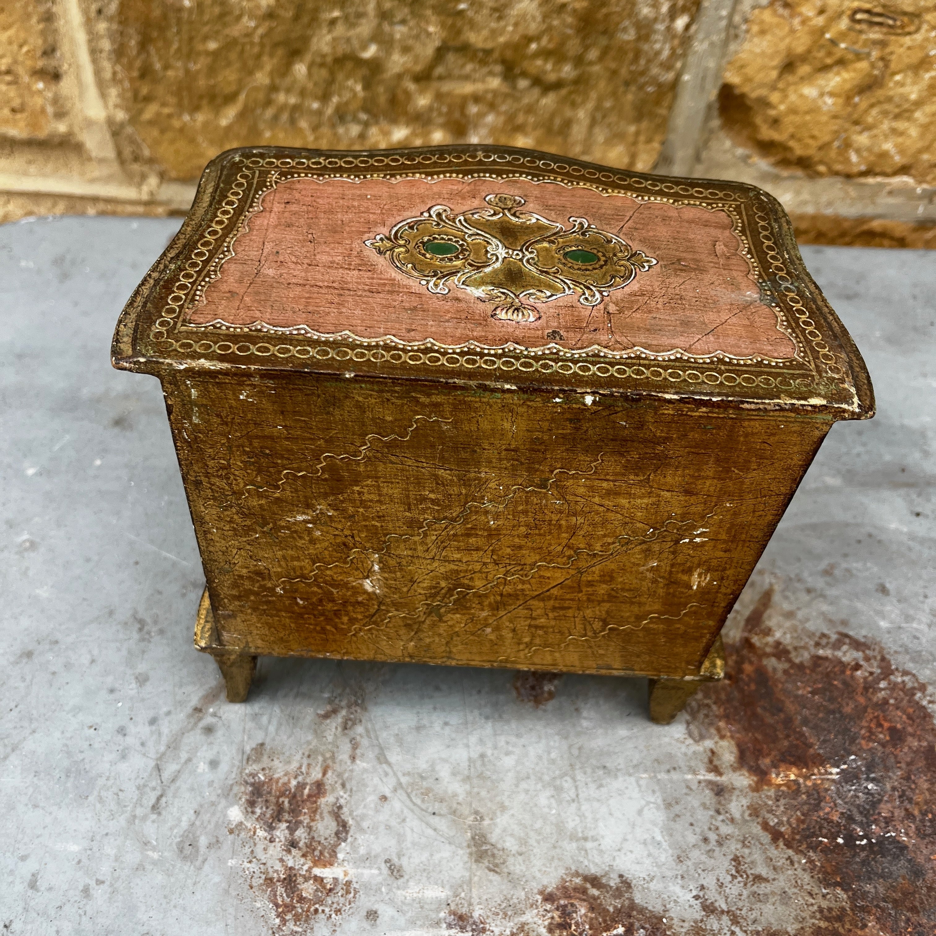 Vintage Italian Florentine Miniature Three-drawer Chest of Drawers