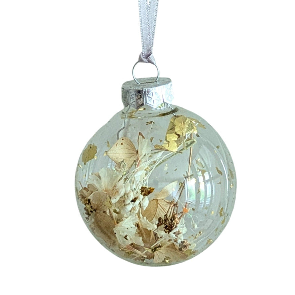 Flower Petal Filled Glass Bauble