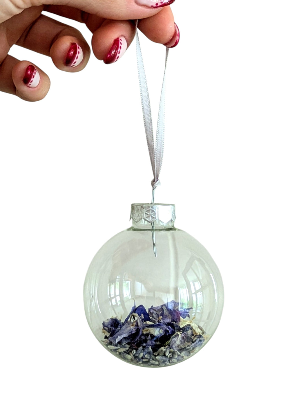 Flower Petal Filled Glass Bauble