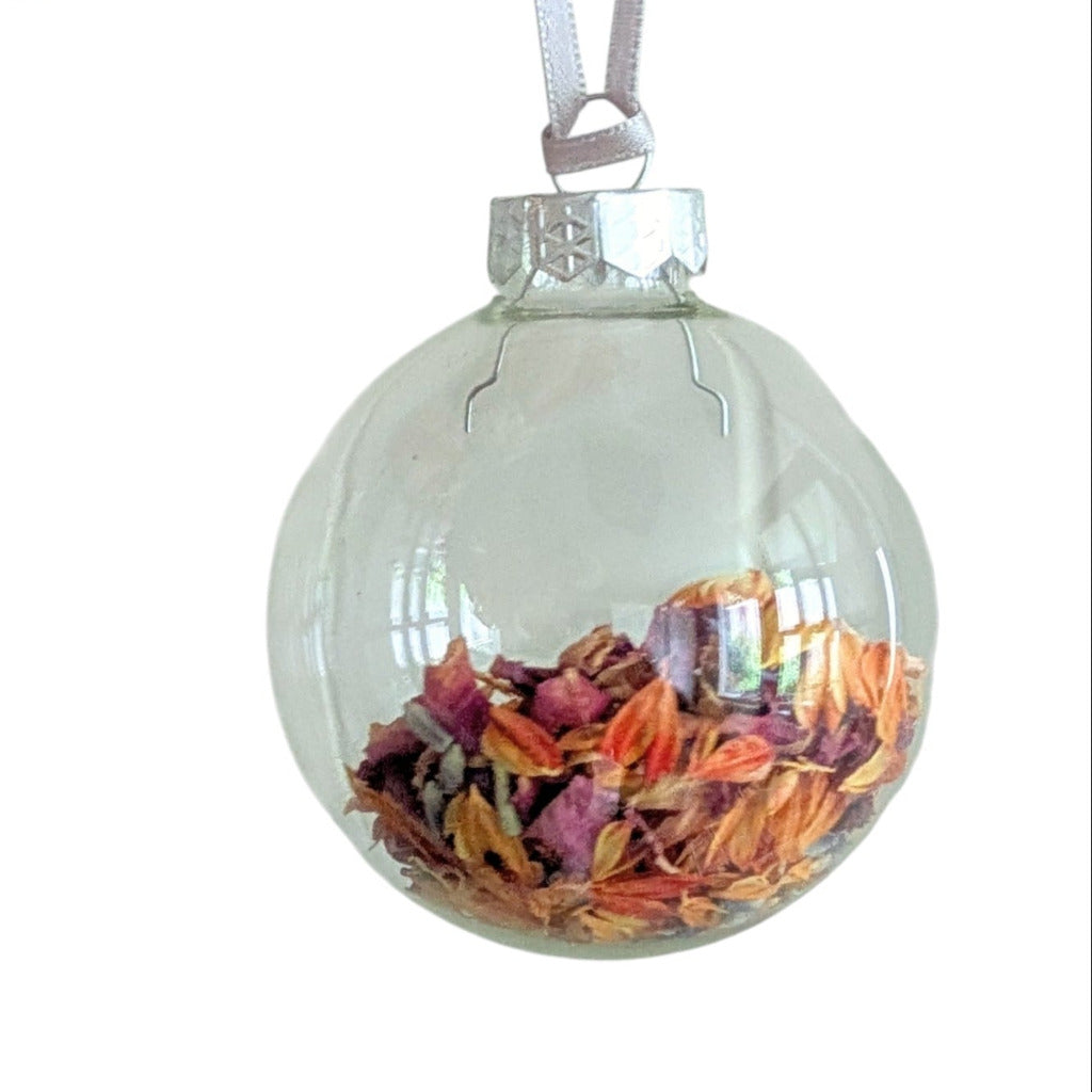 Flower Petal Filled Glass Bauble