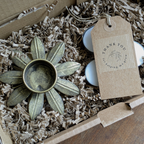 Flower Shaped Antique Brushed Gold Tealight Votive| Gift Set