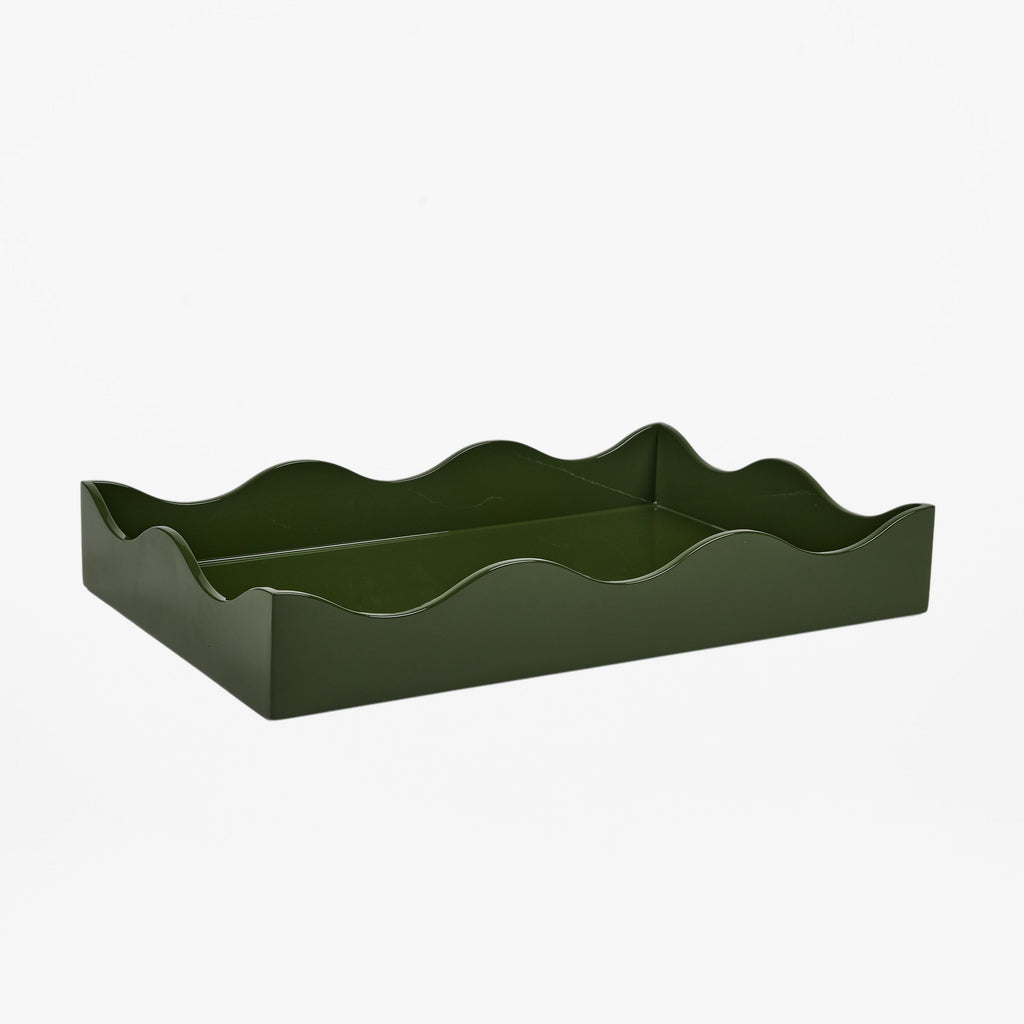 Forest Green Wave - Glossy Lacquer Tray - Medium