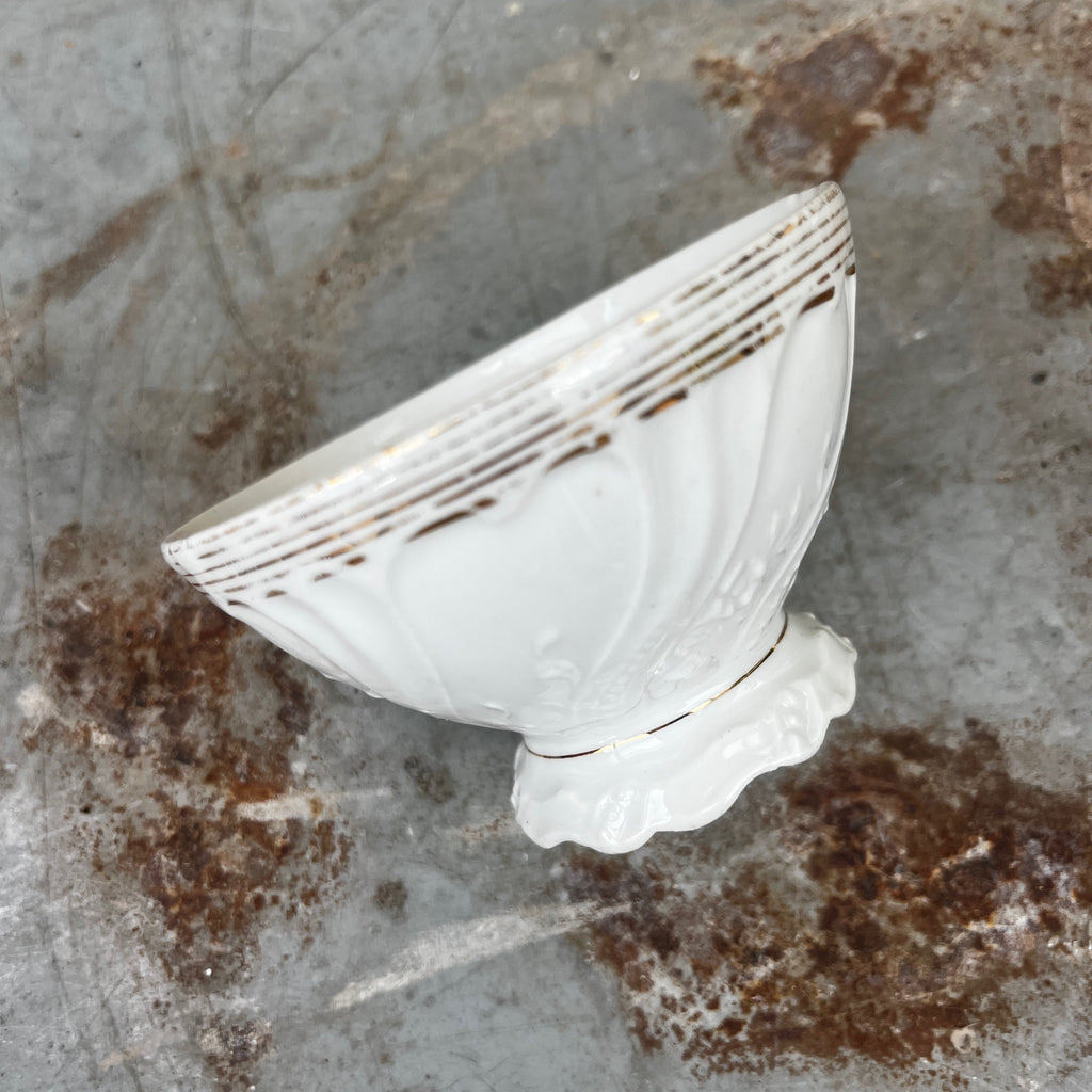 Four Vintage French Cafe-au-Lait Bowls with Gold Gilt