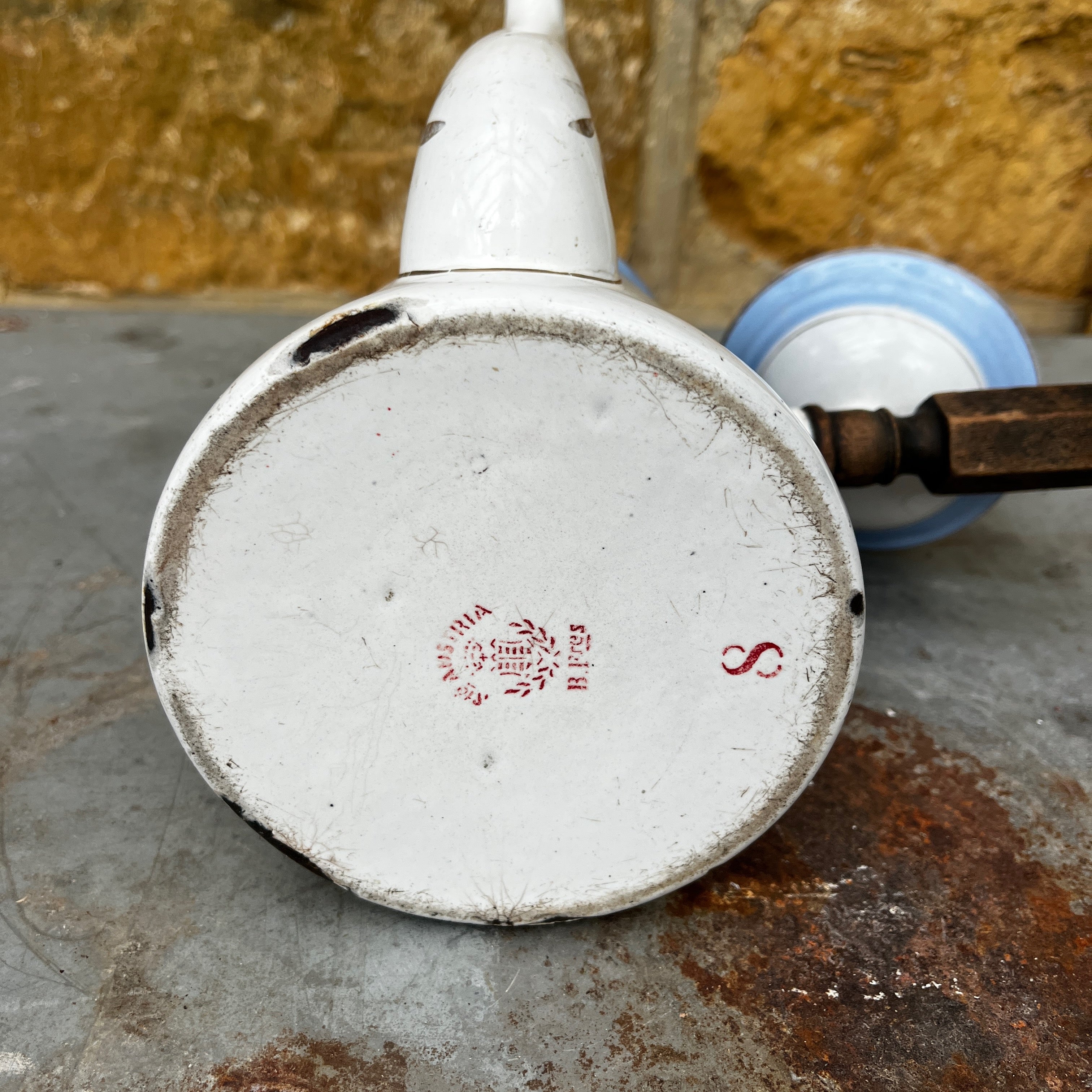 Antique Austro-Bohemian Enamel Blue & White Coffee Pot
