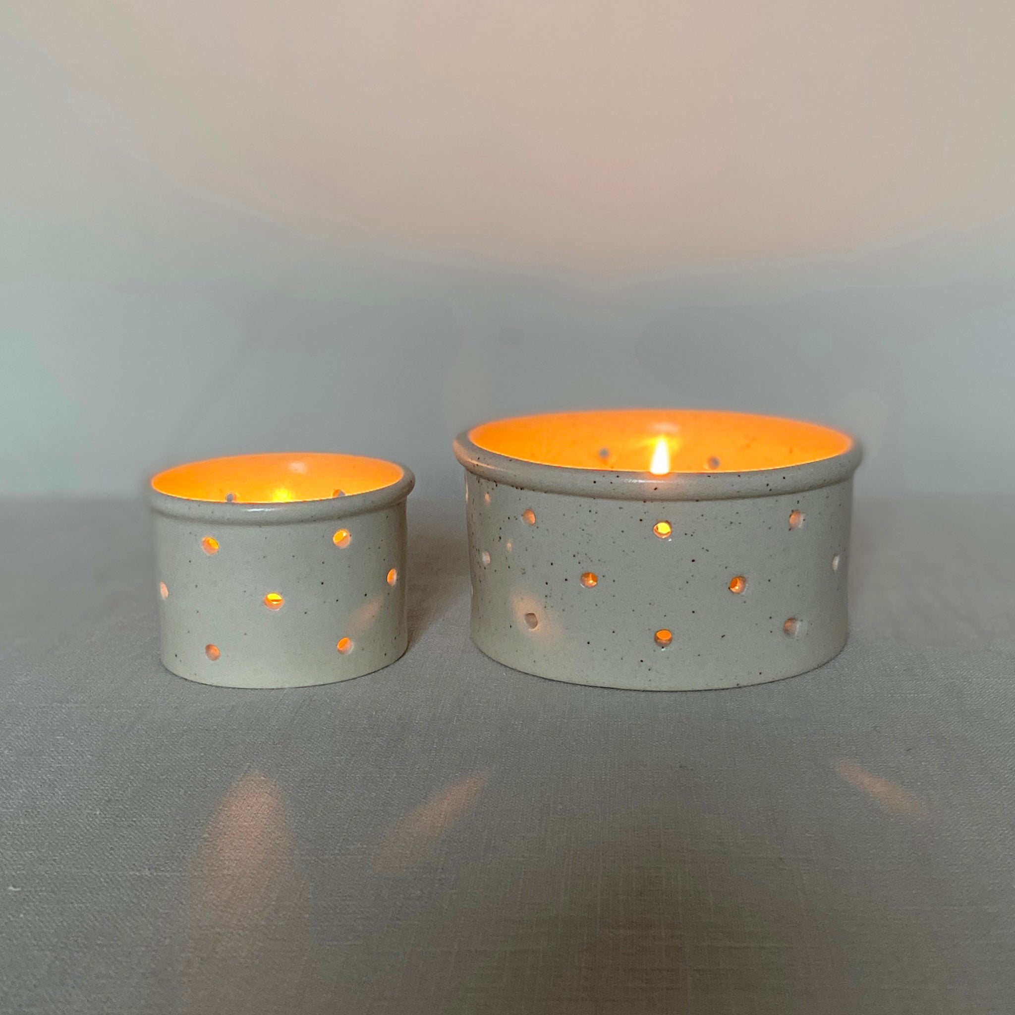 Stoneware Cheese Mould Candle Holder - Two Sizes