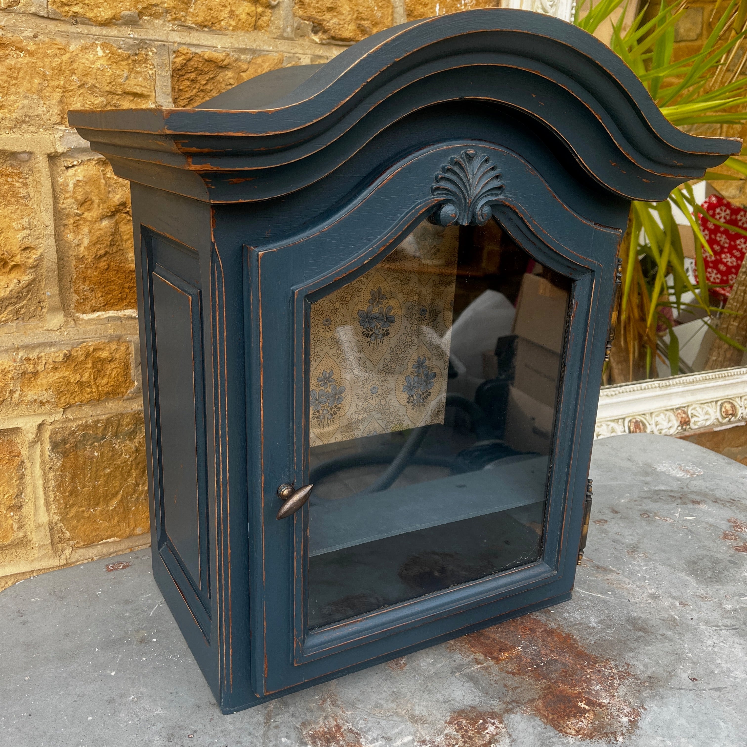 Vintage French Clock Cupboard in Blue