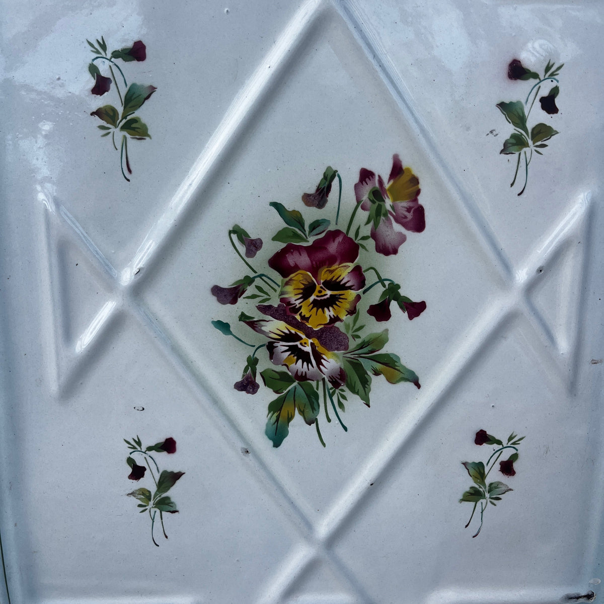 Vintage French Enamel Kitchen Utensil Rack