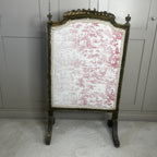 Ornate Vintage French Fire Screen with Toile de Jouy Fabric and a Wooden Frame