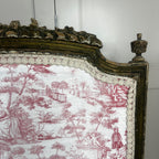 Ornate Vintage French Fire Screen with Toile de Jouy Fabric and a Wooden Frame