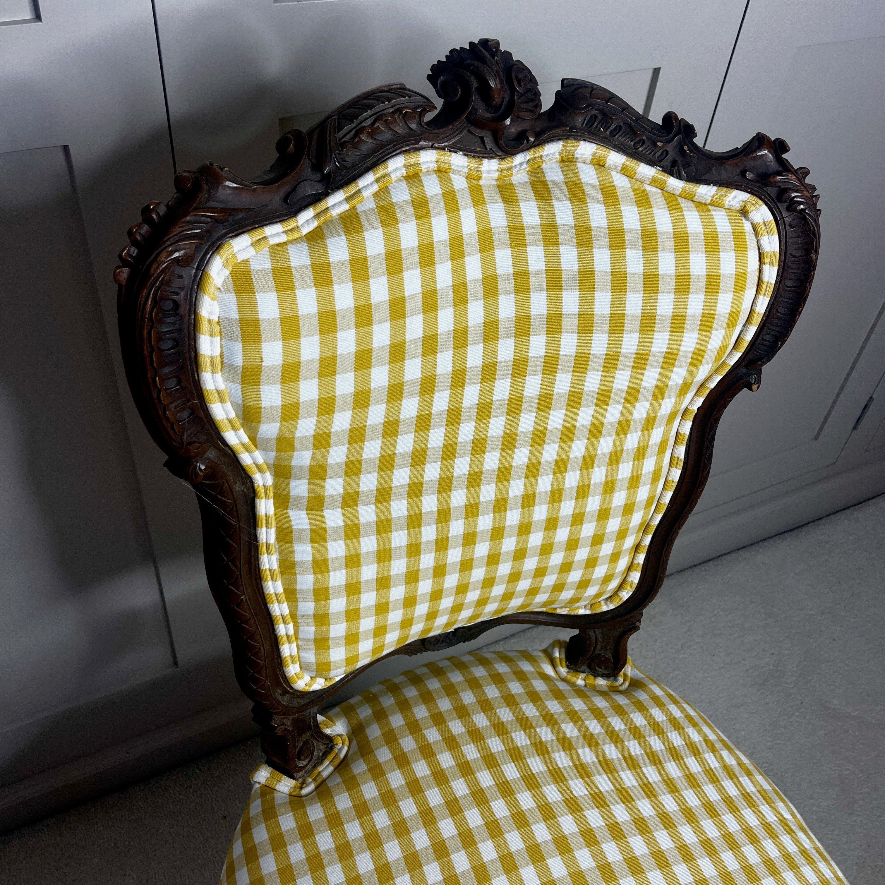 Pair of Antique French Carved Wooden Salon Chairs