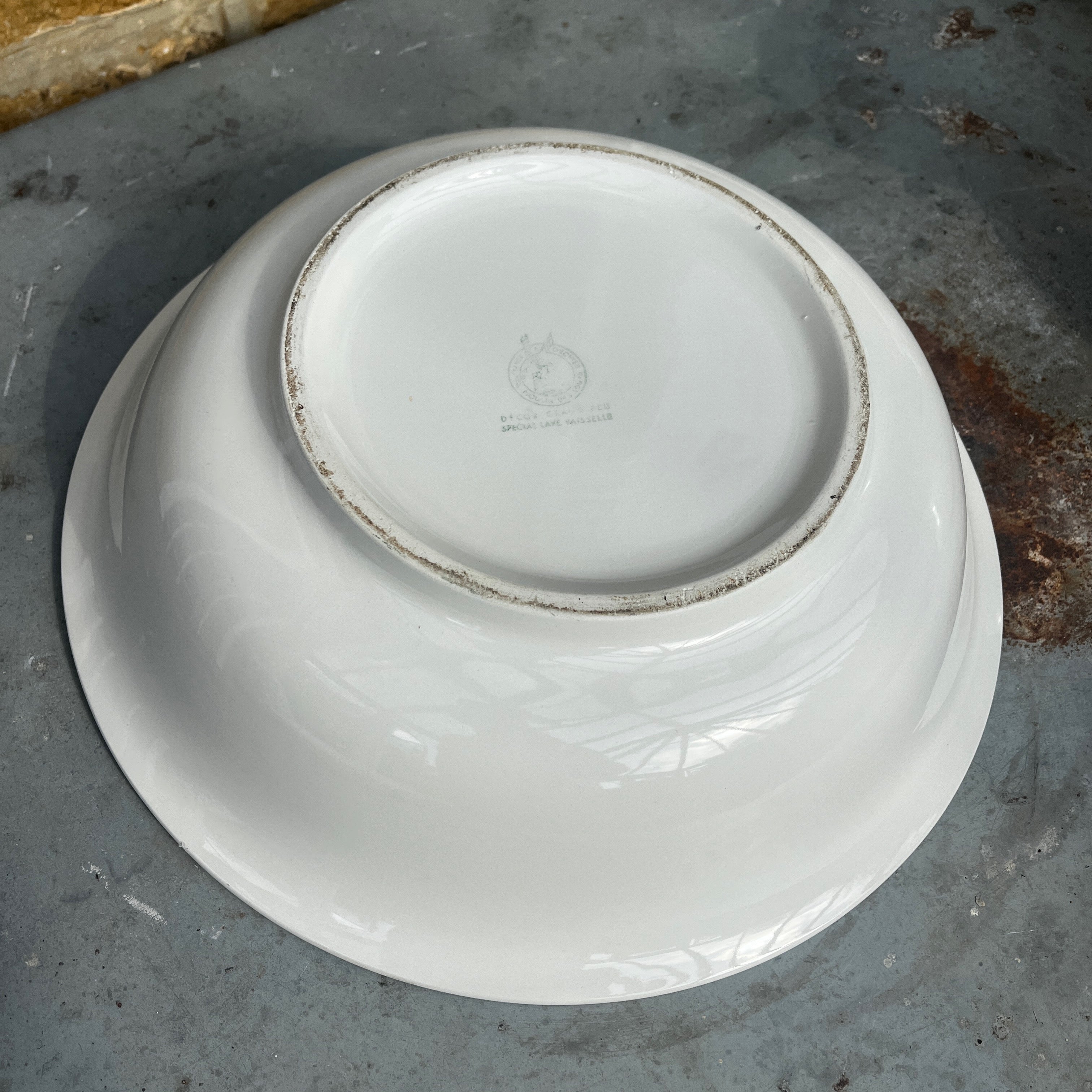 Vintage French Moulin des Loups Ceramic Wash Basin & Pitcher
