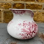 Antique French Red Transferware Ironstone Jug by Moulin des Loups