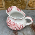 Antique French Red Transferware Ironstone Jug by Moulin des Loups