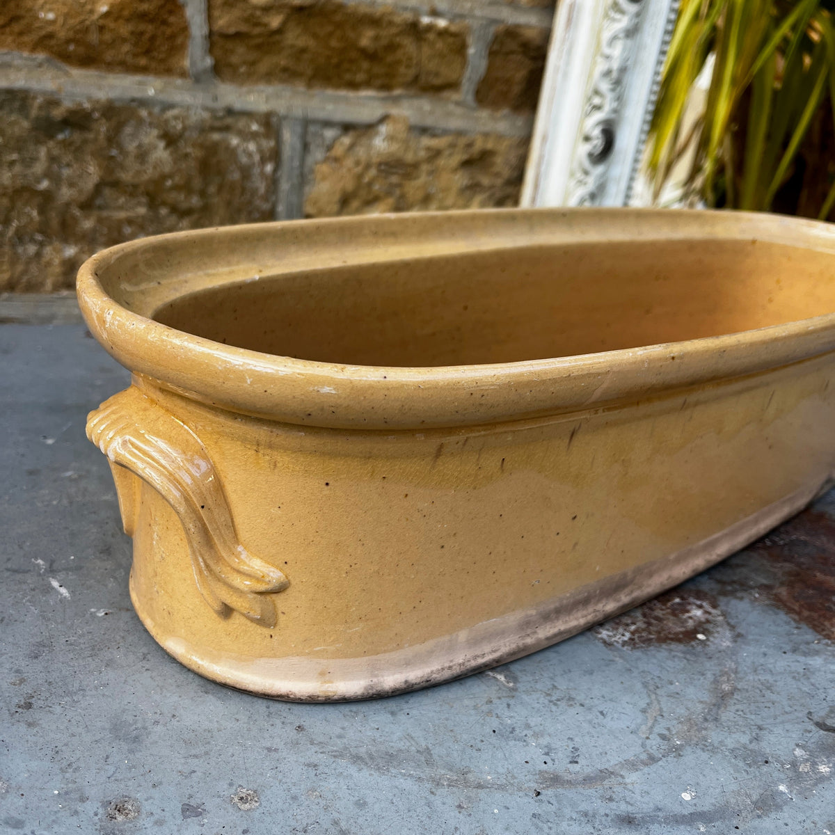 Antique French Earthenware Terrine / Jardiniere with Lug Handles