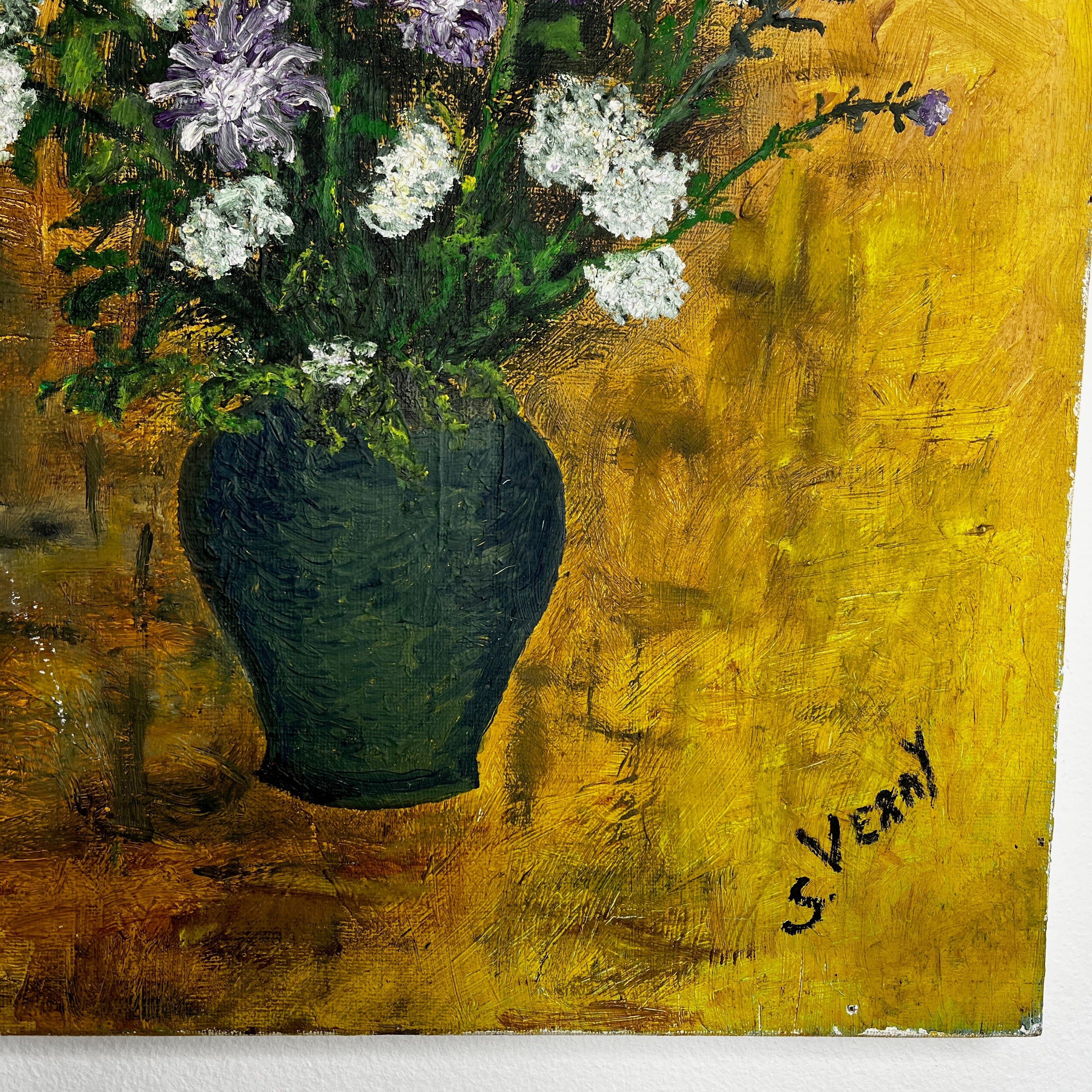 Vintage French Still Life - Purple & White Flowers