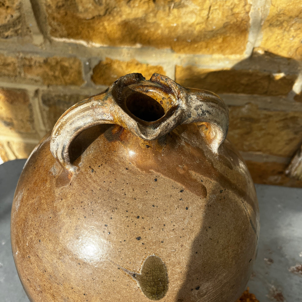 Large Vintage French Stoneware Oil Pot