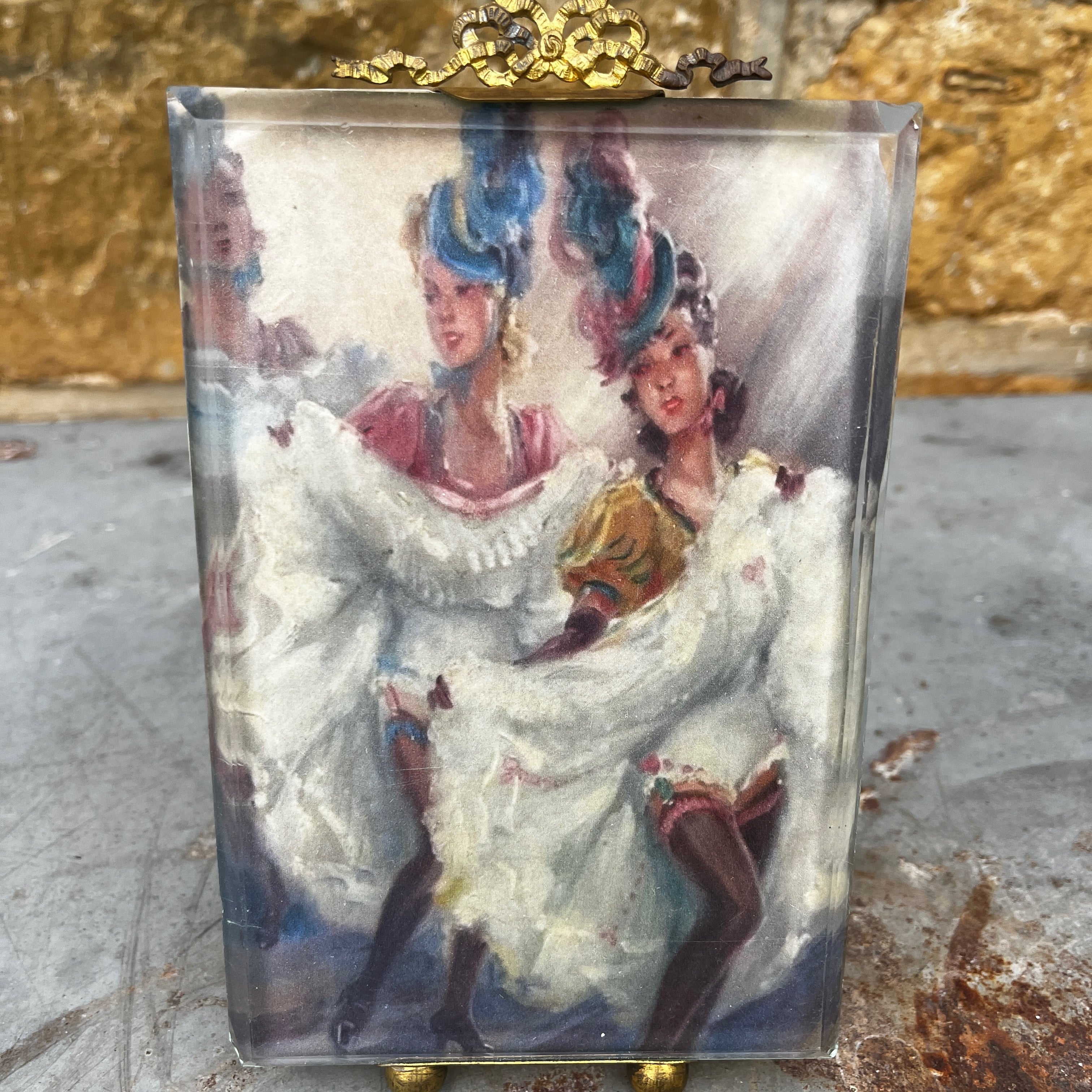 Antique French Ormolu and Glass Photo Frame