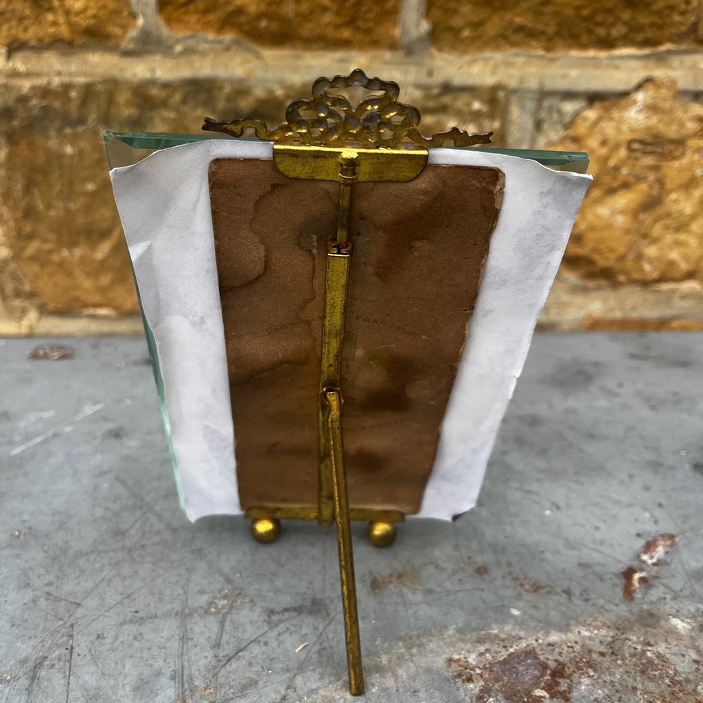 Antique French Ormolu and Glass Photo Frame