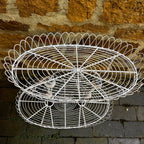 A Vintage Two-Tiered French Wirework Plant Stand with Ornate Detailing