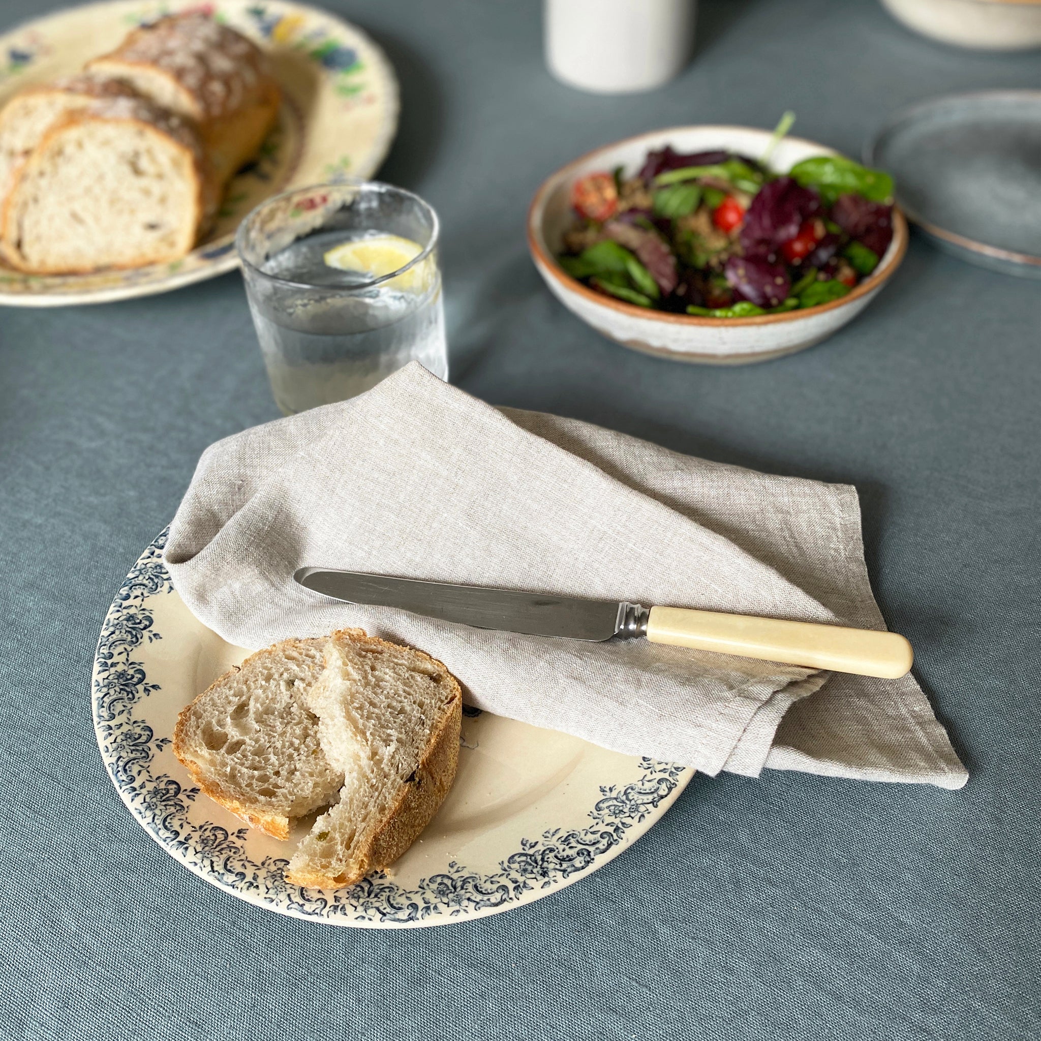 French Blue Linen Tablecloth - 140 x 250cm